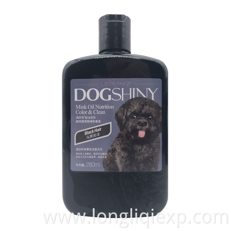 Dog Shiny Pet Black Hair Mink Oil Nutrition Color & Clean Shampoo 280ml